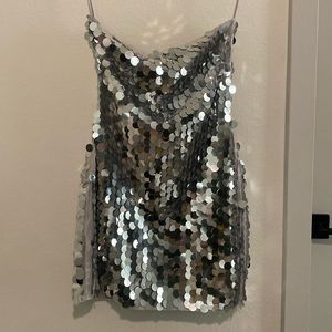 12th Tribe Pippa Silver Disco Sequin Dress size Medium